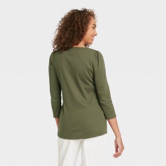 The Nines by Hatch Olive ribbed Top size L large - Picture 3 of 5